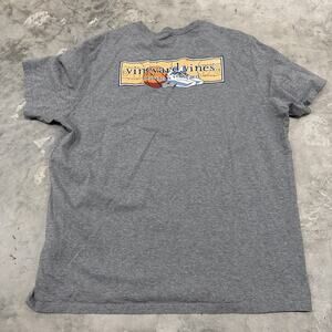 Vineyard Vines Mens Shirt XL Cotton Gray Short Sleeve Crew Neck Basketball Logo
